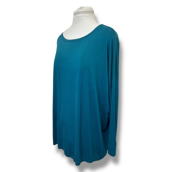 Piko Women’s Long Sleeve Wide Neck Oversized Bamboo Tunic, Teal, size L - Picture 2 of 9